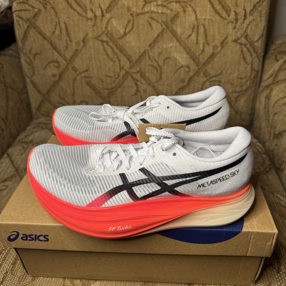ASICS Metaspeed Sky+ White Sunrise Red 1013A115-100‎ Women's Size 7 NIB!